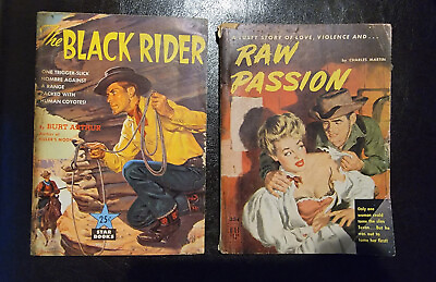 #ad 2 westerns The Black Rider Burt Arthur Raw Passion Charles Martin Star Uni Book $9.99