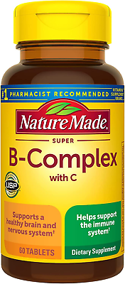 #ad SUPER B COMPLEX Vitamin C B1 B2 B3 B6 Folic Acid B12 Boost Energy Antioxidant $7.25