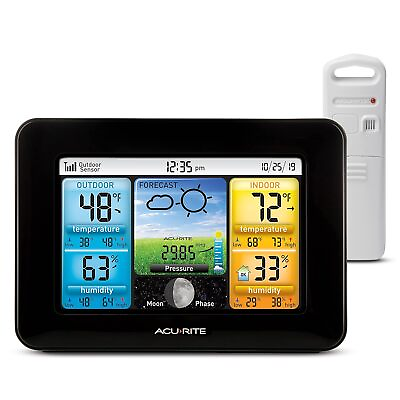 #ad AcuRite Wireless Home Weather Station with Color Display Indoor Black $48.74