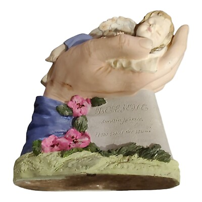 #ad Resin Statue quot;Believe Amazing Grace How Sweet The Soundquot; Hand Holding Baby Angel $9.99