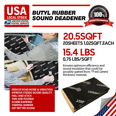 #ad 20.5 SqFt Car Sound Deadener Mat Proofing Thick Insulation Material Noise 2MM $62.75