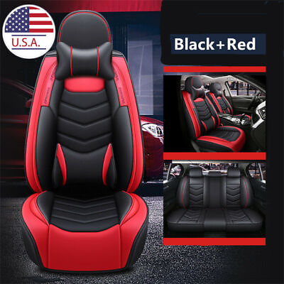 #ad Full Surround 5 Seat Car Seat Cushion Protector Cover Black Red Fit All Season $103.89