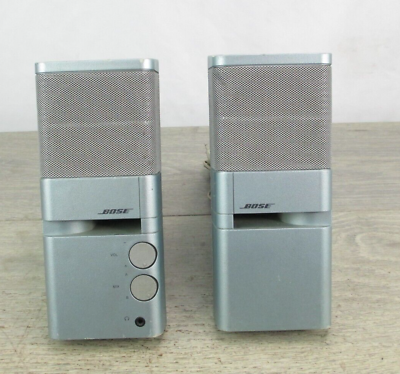 #ad Bose Media Mate Computer Speakers Ice Blue Pair No power Cord Tested Works $35.00