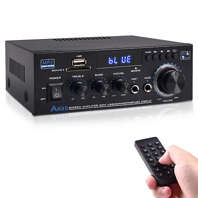 #ad Stereo Audio Amplifier 300Wx2 Home Dual Channel Bluetooth 5.0 Sound Speaker ... $53.12