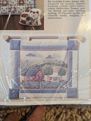 #ad Little Country Home Screen Printed Mini Quilt Wall Hanging New Creative Circle $7.99
