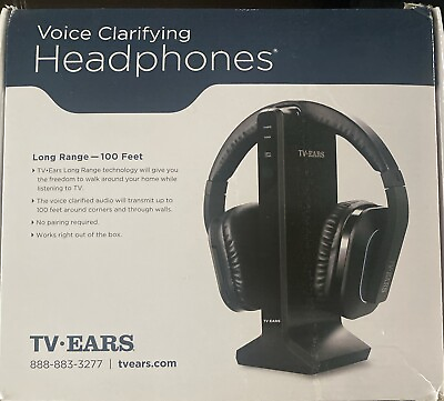 #ad TV Ears Voice Clarifying Wireless Black Over Ear Headphones $40.00