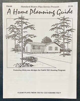 #ad Vintage 1988 Home Planning Guide Book House Plan Designs For FmHA 502 Housing $19.99
