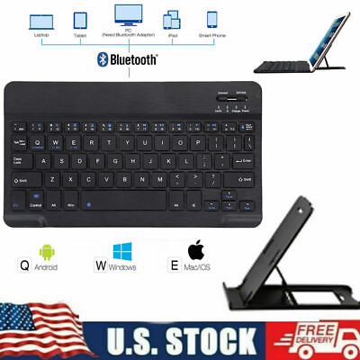 #ad 10quot; Bluetooth Wireless Keyboard For iPad Tablet Android Laptops With Stand $15.10