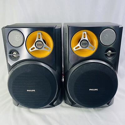 #ad Philips FWB C399 Stereo System Speakers 3 Way Max Bass Speaker System 12.5” $50.00