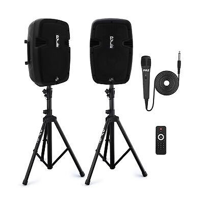 #ad Pyle Powered PA Speaker System Active amp; Passive Bluetooth Loudspeakers Kit wi... $178.59