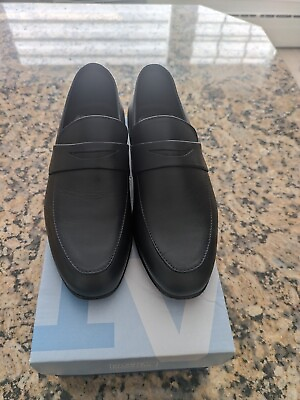 #ad NWT Atlanta moccasin boys#x27; size 28 navy leather penny loafer $49.00