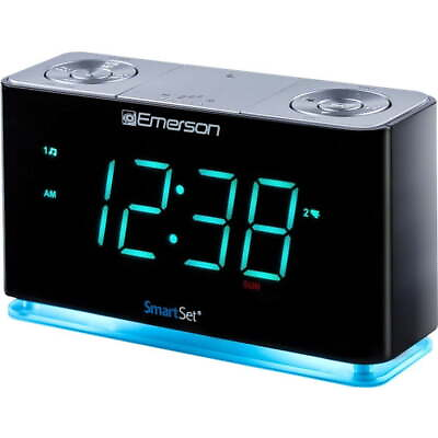 #ad SmartSet Dual Alarm Clock Radio Bluetooth Speaker USB Charging Night $34.05