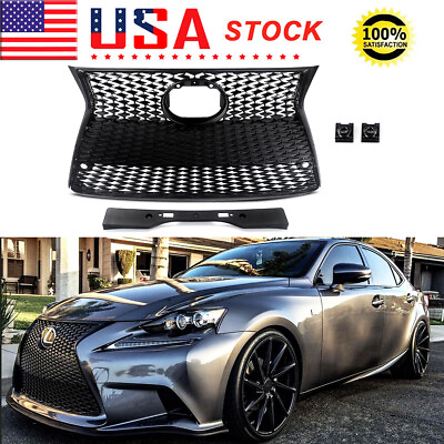 #ad For Lexus IS200t IS250 IS350 F Sport 2014 2016 Front Grille W Trim Gloss Black $184.23