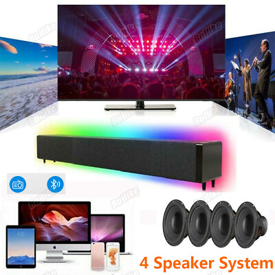 #ad Wireless Surround Sound Bar 4 Speaker System Bluetooth Subwoofer TV Home Theater $24.99