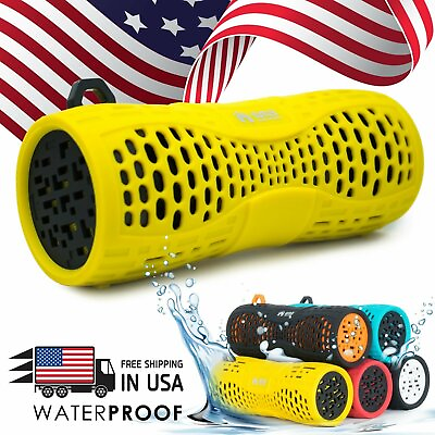 #ad EMB Rechargeable Waterproof Speaker Outdoor Wireless Shower Yellow w Bluetoot $24.99
