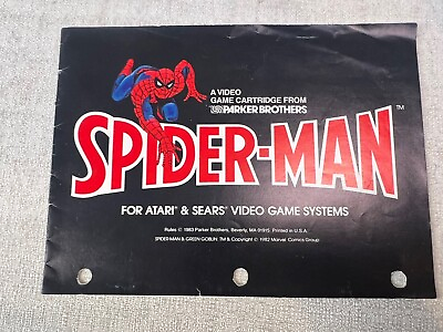 #ad VINTAGE SPIDER MAN VIDEO GAME MANUAL BY PARKER BROTHERS FOR ATARI amp; SEARS SYSTEM $10.00
