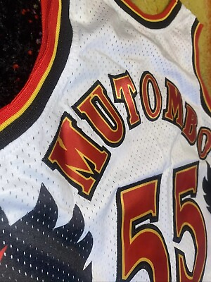 #ad 🔥96 97 Atlanta Hawks Dikembe Mutombo Stitched Throwback Jersey Men’s Med $60.00