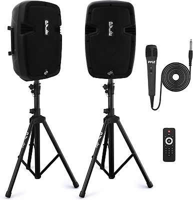 #ad Portable PA System with Microphone amp; Speaker Stands Bluetooth MP3 amp; USB $228.60