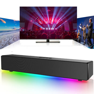 #ad Surround Sound Bar 4 Speaker System Wireless BT Subwoofer TV Home Theater $28.43