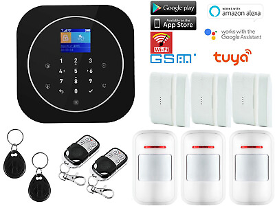#ad T77 Tuya WIFI IP Cloud APP GSM Wireless Kits Home Security Alarm Burglar System $81.69