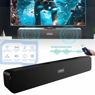 #ad #ad Wireless Bluetooth 5.0 TV Sound Bar Dual Speaker Subwoofer Soundbar Home Theater $24.99