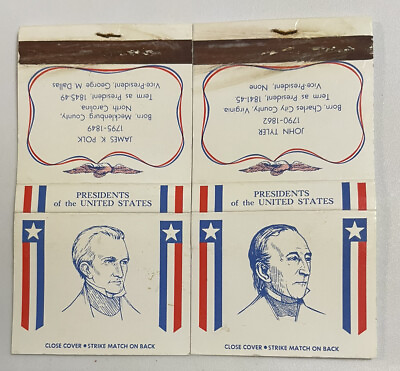 #ad James Polk John Tyler Diamond Struck Matchbooks Match Book Lot 2 Vintage Matches $20.51