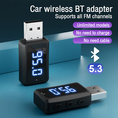 #ad USB Car Bluetooth 5.3 Fm Transmitter Receiver Handsfree Call Mini USB Power Car $10.05