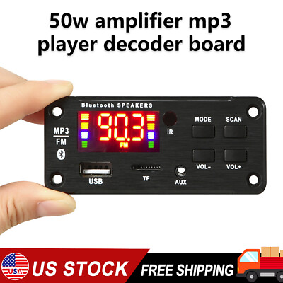 #ad 2*25W 50W Amplifier MP3 Player Decoder Board 6V 12V BT 5.0 Car FM Radio Module $12.15