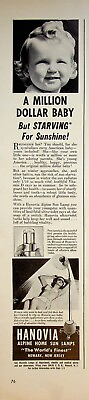 #ad 1941 Hanovia Alpine Home Sun Lamps 1940s Print Ad Million Dollar Baby Newark NJ $9.74