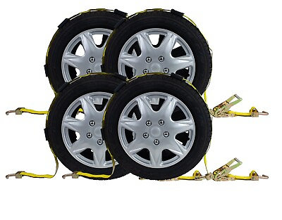 #ad 4Pk 2quot;x9#x27; Over The Wheel Tire Straps with Ratchet Swivel J Hook 3333 LBS WLL $94.99