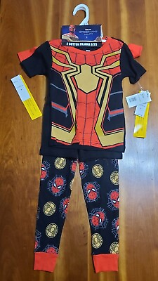 #ad Spider Man No Way Home 4 Piece Pajamas Set Boys Size 4 NWT $24.99
