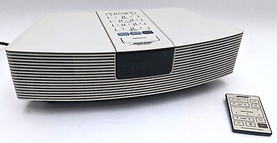 #ad Bose Wave Radio AWR1W1 Alarm Clock AM FM Stereo White w Power Cord and Remote $126.34