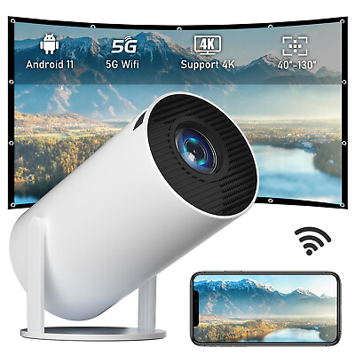 #ad Projector 4K Android 11.0 Bluetooth Home Theater Cinema 5G WiFi LED Beamer HDMI $83.39