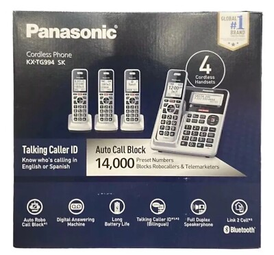 #ad Panasonic KX TG994SK DECT 6.0 Bluetooth 4 Handset Cordless Phone Bundle $62.98