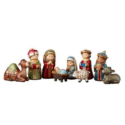 #ad Children#x27;s Christmas Pageant Child Like Nativity Set Display for Home 4 In 9 Pcs $62.88