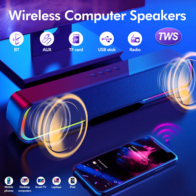 #ad Bluetooth 5.0 Home TV Sound Bar Speaker System Wireless Subwoofer 3D Surround FM $27.73