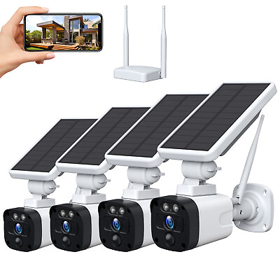 #ad 3MP Solar Battery Powered Home Security Camera System Wireless with Base Station $148.98