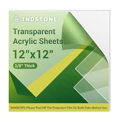 #ad 1 Pack 12quot; x 12quot; Clear Acrylic Sheets 1 8 Inch Thick 3mm Cast Clear Plexiglas... $16.16