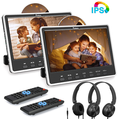 #ad NAVISKAUTO 2 X 12quot; Car Headrest DVD Player Monitor TV for Kids HDMI USBHeadset $224.27