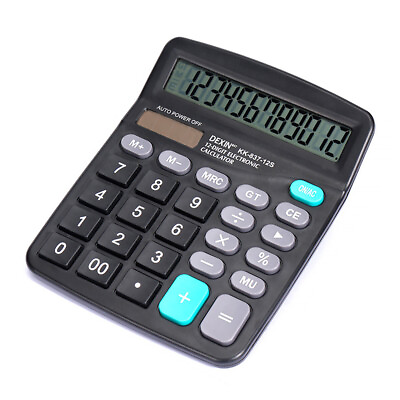 #ad Desktop Calculator 12 Digit Display Battery Solar Basic Big Button Business Home $9.15