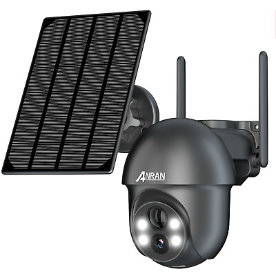 #ad ANRAN Home Security Camera System Solar Panel 360°PTZ Wireless 3MP Outdoor Audio $59.99