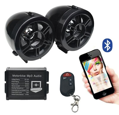#ad Motorcycle Bluetooth Speakers amp; Anti Theft Alarm remote Waterproof 2.5quot; Speaker $27.95