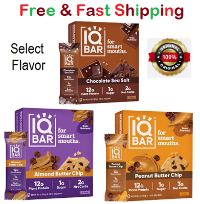 #ad IQBAR Brain and Body Keto Bars 4 Pack Vegan Energy 12G Protein Bar Select Flavor $9.60