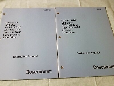#ad 2 Rosemount Alphaline Pressure amp; Differential Transmitter Manuals 1151 APGPDP $12.89