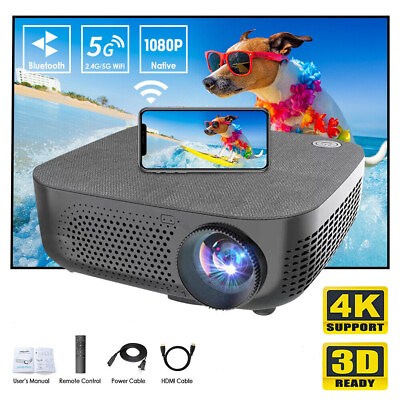 #ad 50000Lumen 4K 1080P HD 2.4G 5G WiFi Bluetooth Android LED Home Theater Projector $145.99