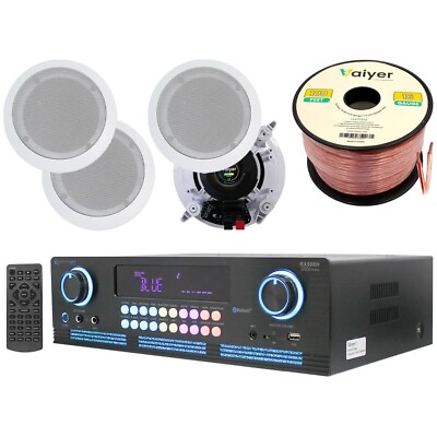 #ad Home Theater System 2000 W Bluetooth Amplifier w 4 QTY 5.25quot; Ceiling Speaker $289.99