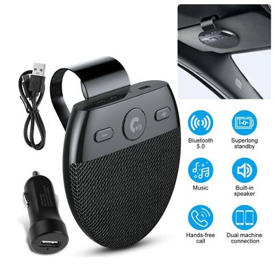#ad Bluetooth 5.0 Wireless Speakerphone Visor Clip Hands Free Car Kit Speaker Phone $18.03