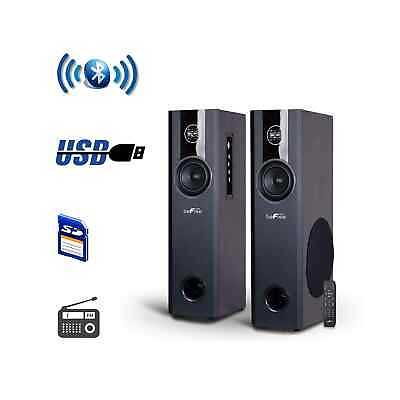 #ad beFree Sound 2.1 Channel Home Theater Bluetooth Powered Double Tower Speakers... $233.99