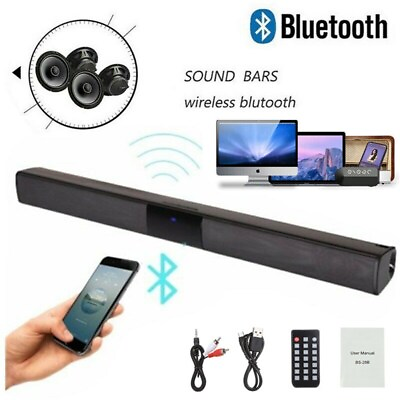 #ad Surround Sound Bar 4 Speaker System Wireless Subwoofer TV Home Theater Remote $33.99