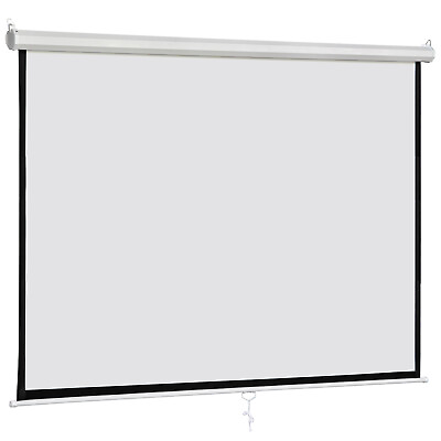 #ad Projector Screen Manual Ceiling Wall Mount Pull Down Theater 72quot; 80quot; 100quot; 120quot; $46.58